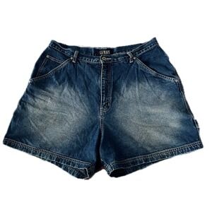 LA Blues 90s Vintage Carpenter Denim Shorts Womens 18 Dark Wash High Rise Cotton